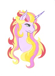 Size: 1275x1750 | Tagged: safe, artist:ocean-drop, oc, oc only, oc:eventide light, pony, unicorn, bust, magical lesbian spawn, next generation, offspring, parent:sunset shimmer, parent:twilight sparkle, parents:sunsetsparkle, profile, simple background