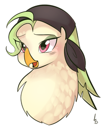 Size: 600x730 | Tagged: safe, artist:haden-2375, captain celaeno, parrot, anthro, g4, my little pony: the movie, bandana, bust, cute, eye clipping through hair, female, hat, open mouth, portrait, simple background, solo, white background