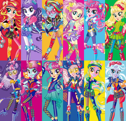 Size: 1440x1374 | Tagged: safe, applejack, fluttershy, indigo zap, lemon zest, pinkie pie, rainbow dash, rarity, sci-twi, sour sweet, sugarcoat, sunny flare, sunset shimmer, twilight sparkle, equestria girls, g4, my little pony equestria girls: friendship games, mane six, shadow six