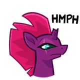 Size: 160x160 | Tagged: safe, artist:jublin, tempest shadow, g4, my little pony: the movie, animated, facebook, facebook sticker, female, gif, hmph, reaction image, simple background, solo, sticker, white background