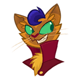 Size: 160x160 | Tagged: safe, artist:jublin, capper dapperpaws, abyssinian, cat, anthro, my little pony: the movie, animated, clothes, evil grin, facebook, facebook sticker, gif, grin, male, pure unfiltered evil, reaction image, shifty eyes, simple background, smiling, solo, sticker, white background