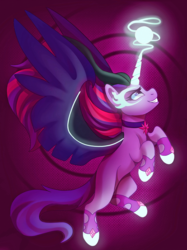Size: 2048x2732 | Tagged: safe, artist:sacredroses-art, sci-twi, twilight sparkle, alicorn, pony, equestria girls, g4, equestria girls ponified, evil smile, female, grin, high res, mare, midnight sparkle, ponified, smiling, solo