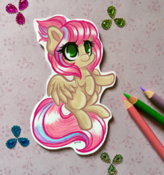 Size: 2796x2976 | Tagged: safe, artist:emberslament, oc, oc only, oc:sweet skies, pegasus, pony, colored pencil drawing, colored pencils, craft, female, high res, mare, pencil, photo, solo, traditional art