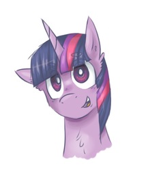 Size: 680x784 | Tagged: safe, artist:mad-maker-cat, twilight sparkle, pony, g4, bust, female, happy, portrait, simple background, solo, white background
