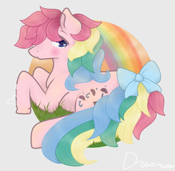 Size: 904x883 | Tagged: safe, artist:dreamcreationsink, parasol (g1), earth pony, pony, g1, bow, female, mare, solo, tail bow
