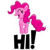 Size: 160x160 | Tagged: safe, artist:jublin, edit, pinkie pie, earth pony, pony, g4, my little pony: the movie, animated, cute, diapinkes, facebook, facebook sticker, female, gif, hi, jumping, pronking, reaction image, simple background, solo, speed up, sticker, white background