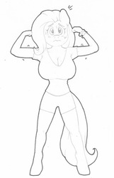 Size: 386x600 | Tagged: safe, artist:zacharyisaacs, fluttershy, anthro, g4, big breasts, breasts, busty fluttershy, flexing, muscle growth, pose