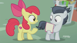 Size: 1658x928 | Tagged: safe, screencap, apple bloom, rumble, pegasus, pony, g4, marks and recreation, colt, female, male