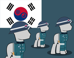 Size: 1600x1250 | Tagged: safe, artist:reisen514, pony, army, asia, clothes, flag, korean war, military, military pony, military uniform, south korea, south korean flag