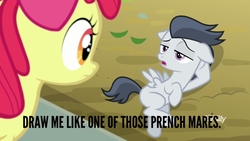 Size: 800x450 | Tagged: safe, edit, edited screencap, screencap, apple bloom, rumble, pegasus, pony, g4, marks and recreation, caption, colt, draw me like one of your french girls, image macro, male, meme, text, titanic