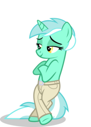 Size: 3000x4190 | Tagged: safe, artist:timidtremors, lyra heartstrings, pony, unicorn, g4, bipedal, clothes, female, leaning, mare, pants, simple background, solo, transparent background, vector