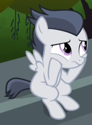 Size: 425x575 | Tagged: safe, screencap, rumble, pegasus, pony, g4, marks and recreation, bored, colt, cropped, cute, male, rumblebetes, solo, squishy cheeks