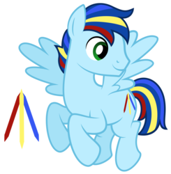 Size: 800x815 | Tagged: safe, artist:lost-our-dreams, oc, oc only, oc:primary streak, pegasus, pony, cutie mark background, male, offspring, parent:rainbow dash, parent:soarin', parents:soarindash, simple background, solo, stallion, transparent background