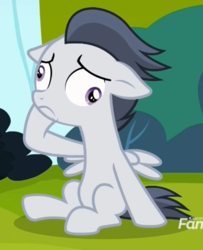 Size: 544x671 | Tagged: safe, screencap, rumble, pegasus, pony, g4, marks and recreation, colt, cropped, derp, discovery family logo, dizzy, floppy ears, male, solo