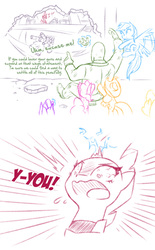 Size: 625x1010 | Tagged: safe, artist:raridashdoodles, applejack, pinkie pie, rainbow dash, rarity, tempest shadow, oc, oc:anon, comic:anon the movie, comic:anon the movie 2017, g4, my little pony: the movie, /mlp/, 4chan, airship, comic, negotiating, shocked, shocked expression, simple background, white background