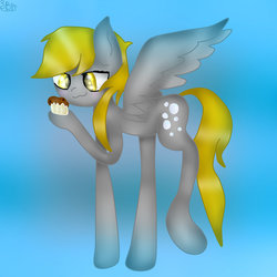 Size: 1024x1024 | Tagged: safe, artist:sweetblaze, derpy hooves, pegasus, pony, g4, female, food, mare, muffin, solo