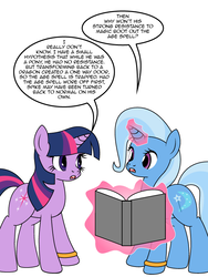 Size: 600x798 | Tagged: safe, artist:dekomaru, trixie, twilight sparkle, tumblr:ask twixie, g4, ask, book, dialogue, female, lesbian, ship:twixie, shipping, tumblr