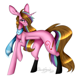 Size: 1000x1000 | Tagged: safe, artist:ohflaming-rainbow, oc, oc only, oc:twinke paint, pony, unicorn, clothes, female, mare, raised hoof, scarf, simple background, solo, transparent background