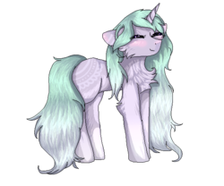 Size: 600x500 | Tagged: safe, artist:czywko, oc, oc only, pony, unicorn, blushing, eyes closed, female, gradient mane, mare, markings, pixel art, request, solo