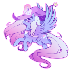 Size: 1000x1000 | Tagged: safe, artist:muuhi, trixie, twilight sparkle, alicorn, pony, g4, alicornified, female, flying, four eyes, fusion, glowing horn, horn, lesbian, looking back, mare, multiple eyes, race swap, ship:twixie, shipping, simple background, transparent background, xk-class end-of-the-world scenario