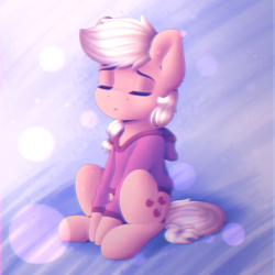 Size: 3000x3000 | Tagged: safe, artist:spirit-dude, applejack, earth pony, pony, g4, clothes, eyes closed, female, high res, mare, missing accessory, sitting, solo, sweater