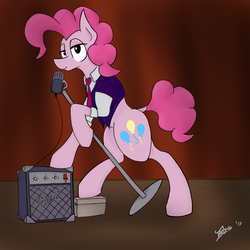 Size: 2048x2048 | Tagged: safe, artist:irdes, pinkie pie, g4, clothes, female, high res, microphone, singing, solo