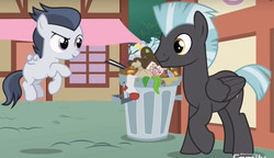 Size: 1287x743 | Tagged: safe, screencap, rumble, thunderlane, pegasus, pony, g4, marks and recreation, brothers, colt, happy, male, sock