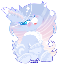 Size: 1024x1134 | Tagged: safe, artist:vanillaswirl6, oc, oc only, oc:astral, earth pony, pony, colored hooves, colored muzzle, female, freckles, hair accessory, long mane, mare, multicolored hair, one eye closed, raised hoof, simple background, sitting, solo, stars, transparent background, unshorn fetlocks, wink, ych result