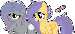 Size: 1024x459 | Tagged: safe, artist:fragrance-mlpng, oc, oc only, pegasus, pony, unicorn, female, mare, simple background, transparent background