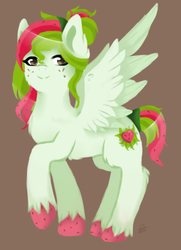 Size: 618x855 | Tagged: safe, artist:orraro, oc, oc only, oc:watermelana, pony, freckles, hooves, looking at you, raised hoof, smiling, solo, unshorn fetlocks