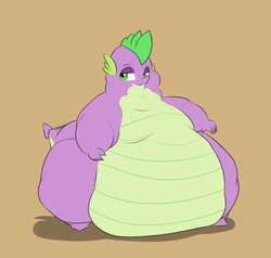 Size: 1002x952 | Tagged: safe, artist:astr0zone, spike, dragon, g4, bedroom eyes, belly, bhm, big belly, fat, fat spike, kitchen eyes, moobs, morbidly obese, obese