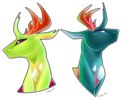 Size: 1024x823 | Tagged: safe, artist:frequine, pharynx, thorax, changedling, changeling, g4, to change a changeling, brothers, bust, changedling brothers, duo, duo male, king thorax, male, prince pharynx, simple background, transparent background