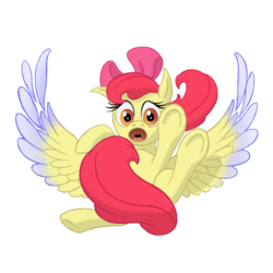 Size: 1600x1600 | Tagged: safe, alternate version, artist:nebulastar985, apple bloom, pegasus, pony, fanfic:blue mage, g4, falling, fanfic, fanfic art, fanfic cover, female, magic, magic circle, race swap, simple background, solo, transparent background