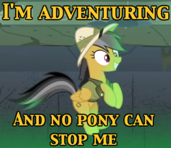 Size: 440x380 | Tagged: safe, edit, edited screencap, screencap, daring do, pegasus, pony, daring done?, g4, and nopony can stop me, clothes, female, image macro, mare, meme, smiling, solo