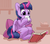 Size: 4031x3535 | Tagged: safe, artist:pabbley, twilight sparkle, alicorn, pony, g4, book, coffee, cute, female, hoof hold, levitation, magic, mare, mug, pillow, qt, reading, sitting, smiling, solo, telekinesis, twiabetes, twilight sparkle (alicorn), underhoof