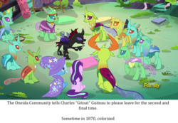 Size: 1920x1332 | Tagged: safe, arista, clypeus, cornicle, frenulum (g4), lokiax, pharynx, soupling, starlight glimmer, thorax, trixie, tymbal, changedling, changeling, g4, to change a changeling, changeling food, fake history, food, hippieling, king thorax, meme, soup, text