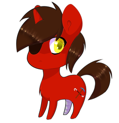 Size: 700x720 | Tagged: safe, artist:tigra0118, oc, oc only, oc:flu, pony, unicorn, chest fluff, chibi, colored pupils, eyepatch, male, simple background, solo, stallion, white background