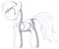 Size: 1694x1400 | Tagged: safe, artist:aafh, rainbow dash, pegasus, pony, g4, female, monochrome, solo, traditional art