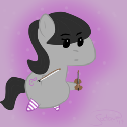 Size: 2500x2500 | Tagged: safe, artist:soctavia, octavia melody, earth pony, pony, g4, bow (instrument), cello, chibi, clothes, cute, female, high res, mare, missing accessory, musical instrument, socks, solo