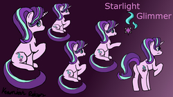 Size: 1920x1080 | Tagged: safe, artist:fireheartdraws, starlight glimmer, pony, unicorn, g4, cutie mark, female, multeity, sitting, solo, starlight cluster