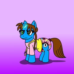 Size: 1000x1000 | Tagged: safe, artist:neoryan2, oc, oc only, oc:mindset, pony, clothes, diaper, fanfic, fanfic art, horn, horn ring, magic suppression, non-baby in diaper, pacifier, solo, uniform