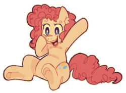 Size: 1128x830 | Tagged: safe, artist:kevv, pinkie pie, earth pony, pony, g4, armpits, cute, diapinkes, ear fluff, female, hoof on cheek, mare, open mouth, simple background, sitting, smiling, solo, transparent background, underhoof