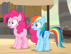 Size: 640x481 | Tagged: safe, screencap, pinkie pie, rainbow dash, earth pony, pegasus, pony, daring done?, g4, animated, butt, butt touch, clapping, cute, dashabetes, diapinkes, eye contact, eyes closed, female, frown, gif, grin, happy, hoof on butt, hug, looking at each other, mare, plot, rearing, smiling, spread wings, weapons-grade cute, wide eyes, wings
