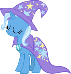 Size: 1785x1844 | Tagged: safe, artist:frownfactory, trixie, pony, unicorn, g4, to change a changeling, .svg available, cape, clothes, eyes closed, female, hat, horn, mare, simple background, solo, svg, transparent background, trixie's cape, trixie's hat, vector