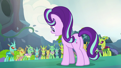 Size: 1280x720 | Tagged: safe, screencap, arista, clypeus, cornicle, frenulum (g4), lokiax, soupling, starlight glimmer, changedling, changeling, g4, to change a changeling, butt, plot