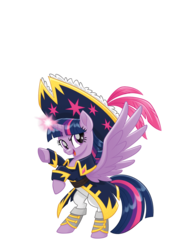 Size: 1128x1600 | Tagged: safe, twilight sparkle, alicorn, pony, g4, my little pony: the movie, bipedal, captain twilight, clothes, female, hat, mare, pirate, pirate twilight, rearing, simple background, solo, transparent background, twilight sparkle (alicorn)