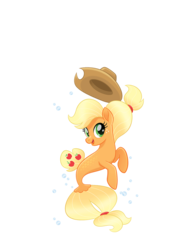 Size: 1128x1600 | Tagged: safe, screencap, applejack, earth pony, seapony (g4), g4, my little pony: the movie, applejack's hat, bubble, cowboy hat, cute, dorsal fin, female, fin, fish tail, flowing mane, flowing tail, green eyes, happy, hat, looking at you, mare, ocean, scales, seaponified, seapony applejack, simple background, smiling, smiling at you, solo, species swap, swimming, tail, transparent background, underwater, vector, water, wings, yellow mane, yellow tail