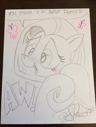Size: 1536x2048 | Tagged: safe, artist:andypriceart, fluttershy, pegasus, pony, g4, best pony, blushing, female, mare, monochrome, solo, traditional art