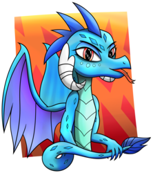 Size: 1660x1872 | Tagged: safe, artist:wellfugzee, derpibooru exclusive, princess ember, dragon, g4, bust, cute, female, looking at you, simple background, solo, tail, tongue out, wings