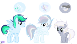 Size: 9193x5337 | Tagged: safe, artist:velveagicsentryyt, oc, oc only, oc:skyburst, oc:violent cloud, oc:violent wind, pegasus, pony, absurd resolution, base used, colt, female, male, mare, offspring, parent:rainbow dash, parent:soarin', parents:soarindash, stallion